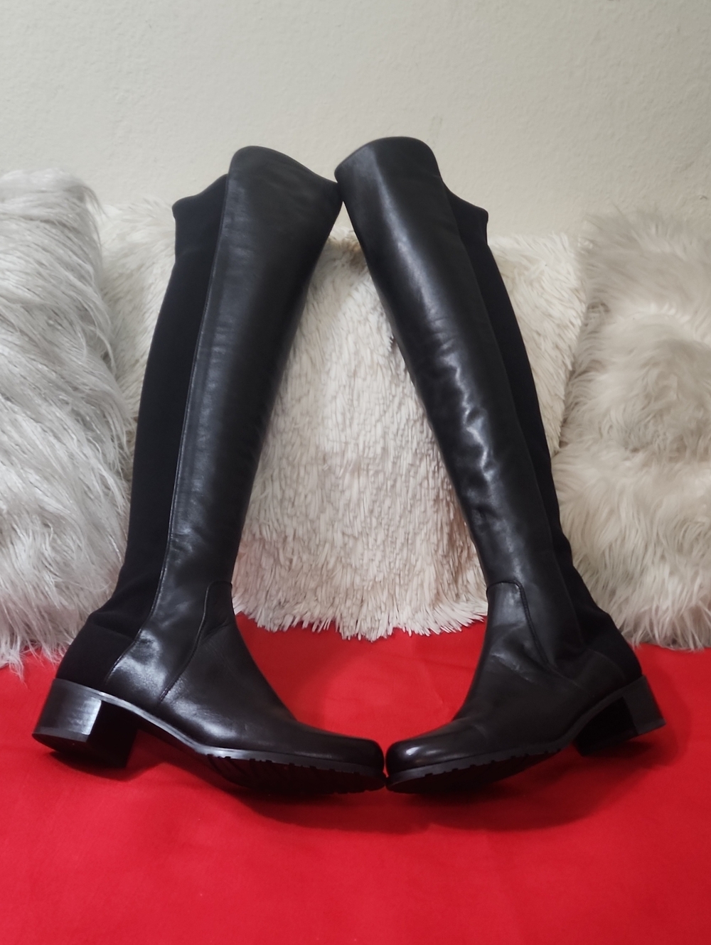 Stuart Weitzman Black Over-the-Knee Stretch Boots